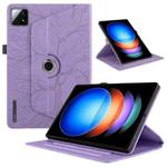 For Xiaomi Pad 6S Pro Tree Life Embossed Rotation Leather Smart Tablet Case(Purple)