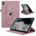 For Nokia T20 10.4 2021 Tree Life Embossed Rotation Leather Tablet Case(Rose Gold)