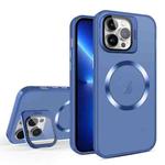 For iPhone 13 Pro Max Skin Feel CD Texture MagSafe Lens Holder Phone Case(Royal Blue)