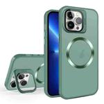 For iPhone 13 Pro Max Skin Feel CD Texture MagSafe Lens Holder Phone Case(Green)