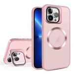 For iPhone 13 Pro Max Skin Feel CD Texture MagSafe Lens Holder Phone Case(Pink)