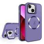 For iPhone 13 Skin Feel CD Texture MagSafe Lens Holder Phone Case(Dark Purple)