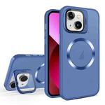 For iPhone 13 Skin Feel CD Texture MagSafe Lens Holder Phone Case(Royal Blue)