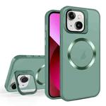 For iPhone 13 Skin Feel CD Texture MagSafe Lens Holder Phone Case(Green)