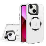 For iPhone 13 Skin Feel CD Texture MagSafe Lens Holder Phone Case(Matte White)