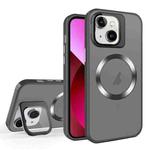 For iPhone 13 Skin Feel CD Texture MagSafe Lens Holder Phone Case(Black)