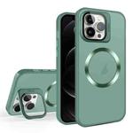 For iPhone 12 Pro Max Skin Feel CD Texture MagSafe Lens Holder Phone Case(Green)