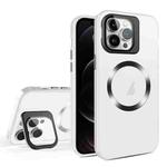 For iPhone 12 Pro Max Skin Feel CD Texture MagSafe Lens Holder Phone Case(Matte White)