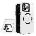 For iPhone 12 Pro Skin Feel CD Texture MagSafe Lens Holder Phone Case(Matte White)
