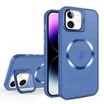 For iPhone 11 Skin Feel CD Texture MagSafe Lens Holder Phone Case(Royal Blue)