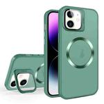 For iPhone 11 Skin Feel CD Texture MagSafe Lens Holder Phone Case(Green)