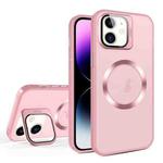 For iPhone 11 Skin Feel CD Texture MagSafe Lens Holder Phone Case(Pink)