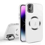 For iPhone X / XS Skin Feel CD Texture MagSafe Lens Holder Phone Case(Matte White)