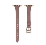 For Apple Watch 5 44mm T-shaped Slim Genuine Leather Watch Band(Light Brown)
