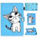 For 7 inch Universal Voltage Painted Pattern Tablet PC Protective Leather Case with Bracket & Card Slots & Pen Slot & Anti-skid Strip(Blue Cat)