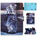 For 7 inch Universal Voltage Painted Pattern Tablet PC Protective Leather Case with Bracket & Card Slots & Pen Slot & Anti-skid Strip(Cat and Tiger)