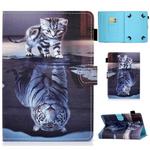For 8 inch Universal Voltage Painted Pattern Tablet PC Protective Leather Case with Bracket & Card Slots & Pen Slot & Anti-skid Strip(Cat and Tiger)