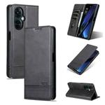 For OPPO K11x AZNS Magnetic Calf Texture Flip Leather Phone Case(Black)