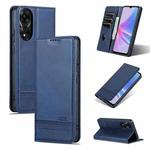 For OPPO A78 4G AZNS Magnetic Calf Texture Flip Leather Phone Case(Dark Blue)