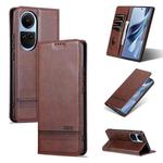 For OPPO Reno10 Global AZNS Magnetic Calf Texture Flip Leather Phone Case(Dark Brown)