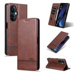 For OPPO K11 5G / OnePlus Nord CE3 AZNS Magnetic Calf Texture Flip Leather Phone Case(Dark Brown)