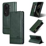For OPPO Reno11 China AZNS Magnetic Calf Texture Flip Leather Phone Case(Dark Green)