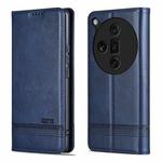 For OPPO Find X7 Ultra AZNS Magnetic Calf Texture Flip Leather Phone Case(Dark Blue)