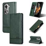 For OPPO Reno11 Global AZNS Magnetic Calf Texture Flip Leather Phone Case(Dark Green)