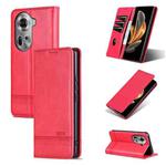 For OPPO Reno11 Global AZNS Magnetic Calf Texture Flip Leather Phone Case(Red)