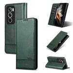 For OPPO Reno12 Global AZNS Magnetic Calf Texture Flip Leather Phone Case(Dark Green)