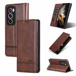 For OPPO Reno12 Pro Global AZNS Magnetic Calf Texture Flip Leather Phone Case(Dark Brown)