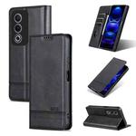 For OPPO A3 Energy / A3x 5G AZNS Magnetic Calf Texture Flip Leather Phone Case(Black)