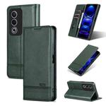 For OPPO A3 Pro 5G Global AZNS Magnetic Calf Texture Flip Leather Phone Case(Dark Green)