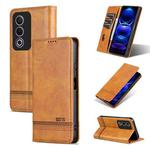 For OPPO K12x 5G Global AZNS Magnetic Calf Texture Flip Leather Phone Case(Light Brown)