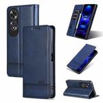 For OPPO A60 4G AZNS Magnetic Calf Texture Flip Leather Phone Case(Dark Blue)