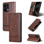 For OPPO Reno13 AZNS Magnetic Calf Texture Flip Leather Phone Case(Dark Brown)