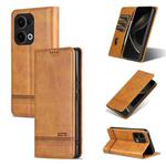 For OPPO Reno13 AZNS Magnetic Calf Texture Flip Leather Phone Case(Light Brown)