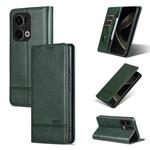 For OPPO Reno13 AZNS Magnetic Calf Texture Flip Leather Phone Case(Dark Green)