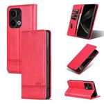 For OPPO Reno13 AZNS Magnetic Calf Texture Flip Leather Phone Case(Red)