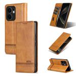 For OPPO Reno13 F AZNS Magnetic Calf Texture Flip Leather Phone Case(Light Brown)