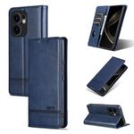 For OPPO Reno13 F AZNS Magnetic Calf Texture Flip Leather Phone Case(Dark Blue)