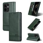 For OPPO Reno13 F AZNS Magnetic Calf Texture Flip Leather Phone Case(Dark Green)