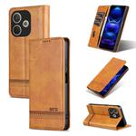 For OPPO A5 Energy / A5 Pro 5G Global AZNS Magnetic Calf Texture Flip Leather Phone Case(Light Brown)