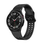 For Samsung Galaxy Watch 6 Double-row Hole Solid Color Silicone Watch Band(Black)