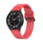 For Samsung Galaxy Watch 6 Double-row Hole Solid Color Silicone Watch Band(Red)