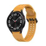 For Samsung Galaxy Watch 6 Double-row Hole Solid Color Silicone Watch Band(Yellow)