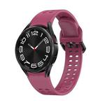 For Samsung Galaxy Watch 6 Double-row Hole Solid Color Silicone Watch Band(Wine Red)