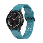 For Samsung Galaxy Watch 6 Double-row Hole Solid Color Silicone Watch Band(Sky Blue)