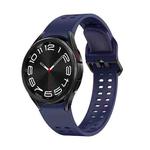For Samsung Galaxy Watch 6 Double-row Hole Solid Color Silicone Watch Band(Dark Blue)