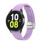 For Samsung Galaxy Watch 6 Magnetic Folding Silver Buckle Silicone Watch Band(Purple)